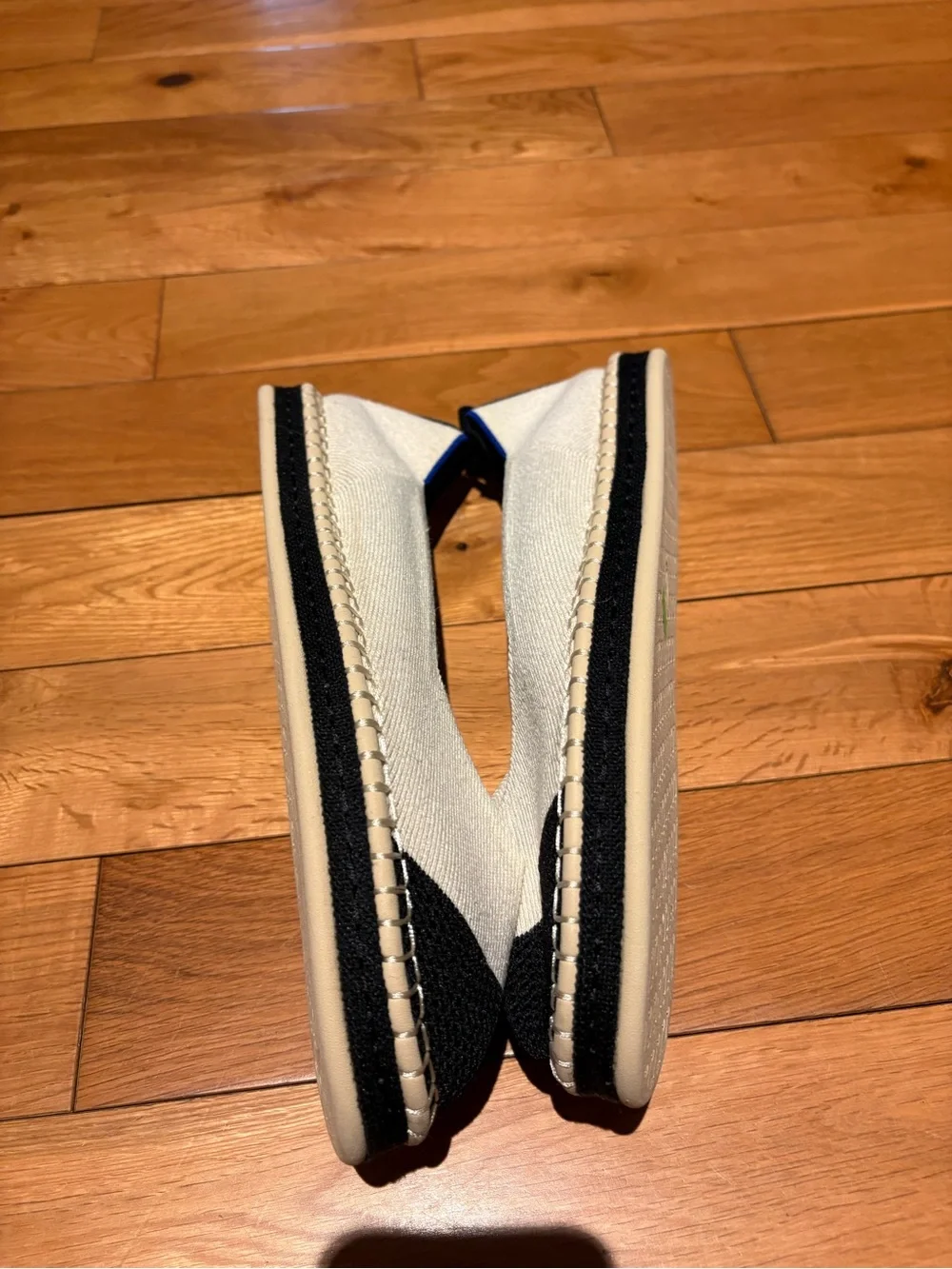 Rothy's The Espadrille Boardwalk flats cream colored black toe sz 10